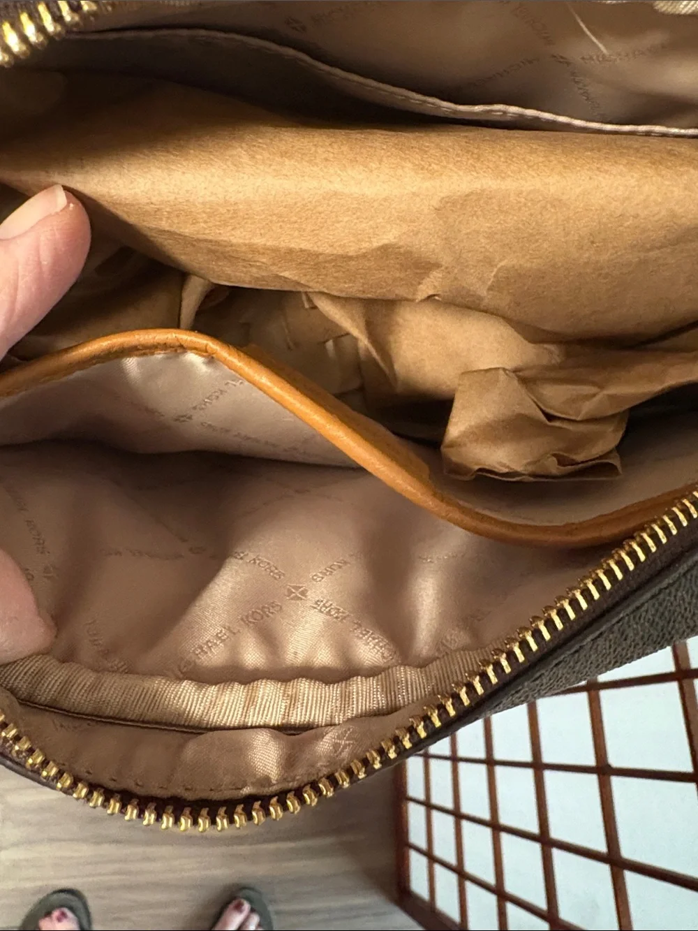 Michael Kors Brown Logo Crossbody with Gold Accent. Very good condition